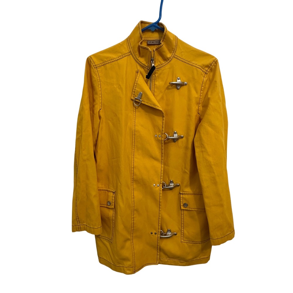 LL Bean Barn Chore Coat Mustard Yellow Canvas Toggle Zip Front Gorpcore Womens